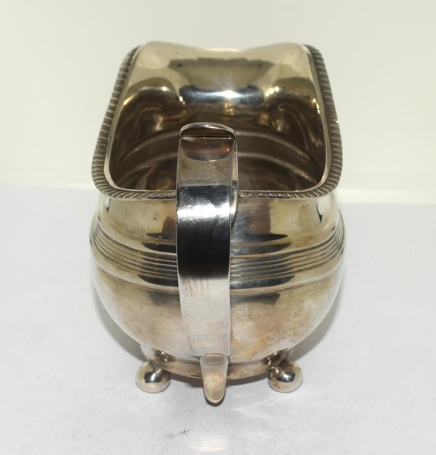 Georgian Silver oval cream jug on raised ball feet Exeter 1807 - Image 5 of 7