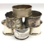 6 mixed silver H/M napkin rings