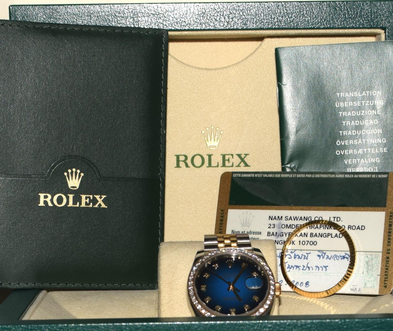 Rolex Oyster Perpetual Date Just, 2008 Bi metal strap with a later aftermarket Diamond Bezel ( - Image 7 of 13