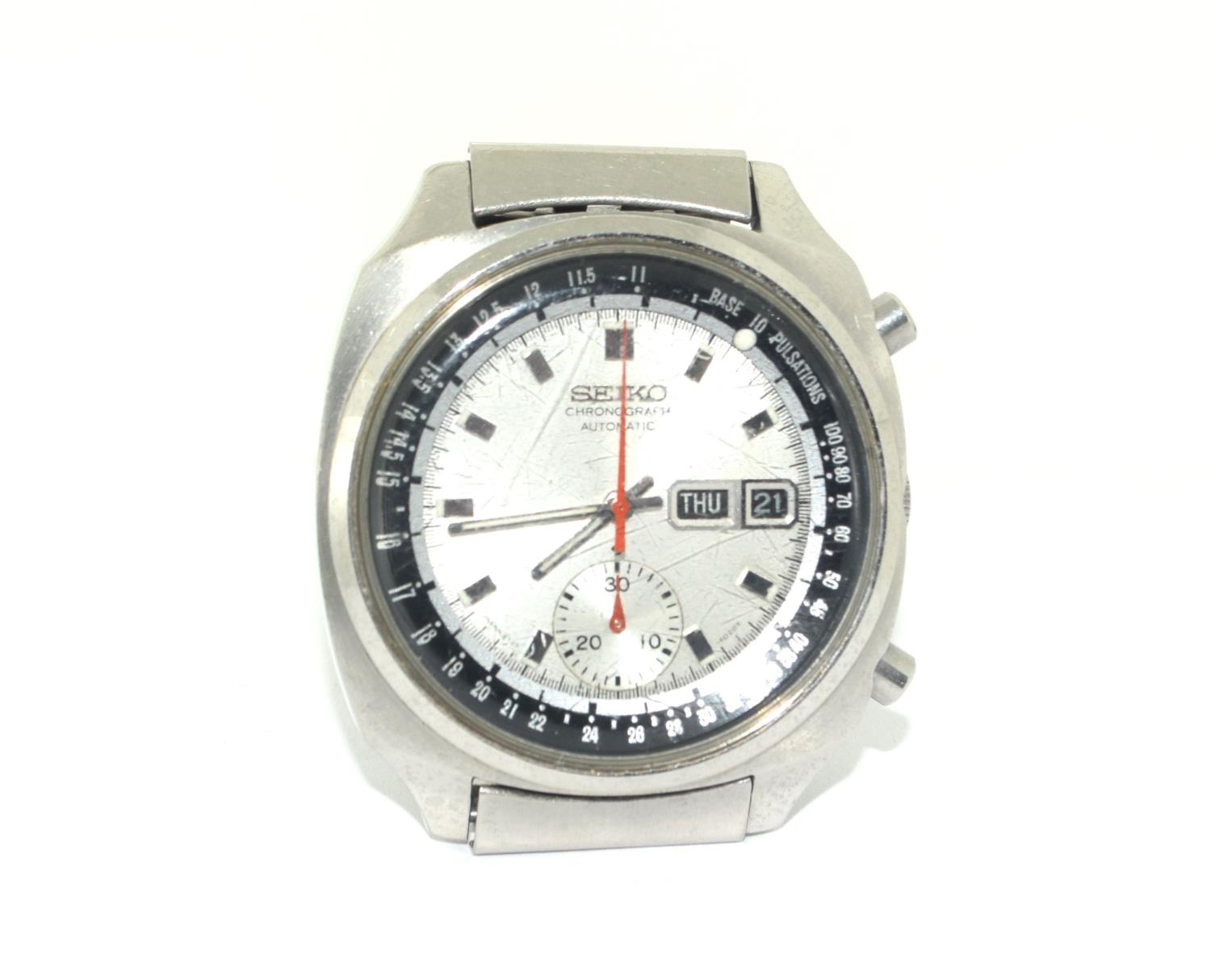 Vintage 1970s Seiko Pulsations automatic chronograph stainless steel gents watch early date March - Image 2 of 5