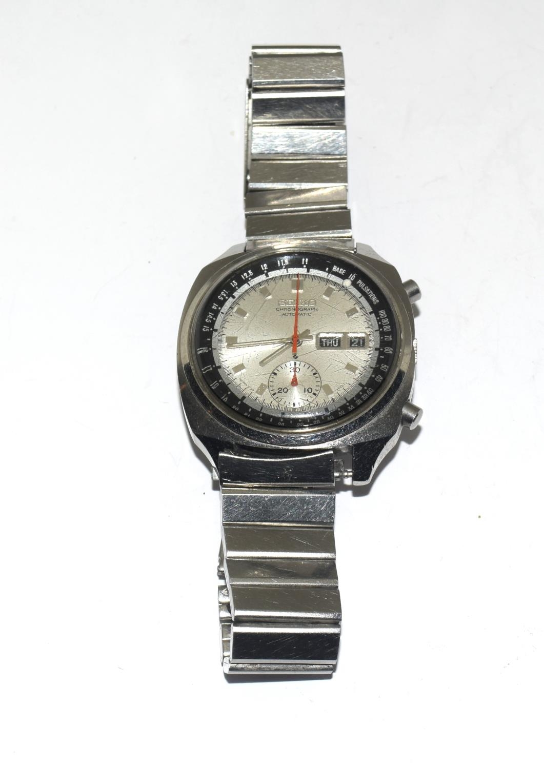 Vintage 1970s Seiko Pulsations automatic chronograph stainless steel gents watch early date March