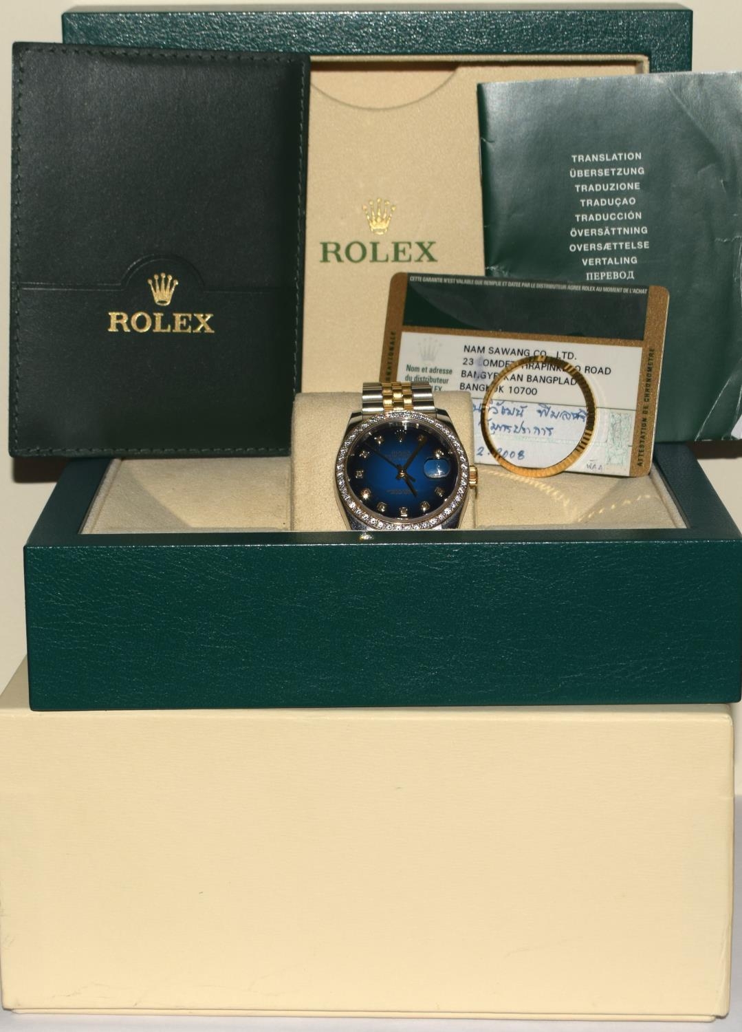 Rolex Oyster Perpetual Date Just, 2008 Bi metal strap with a later aftermarket Diamond Bezel ( - Image 8 of 13