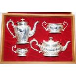 Silver 4 Piece Embossed Tea set fully H/M silversmiths Jack Bradley -Frank Cartledge in fitted box