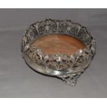 Silver embossed 3 leg Victorian centre table fruit basket 20cm dia 10cm tall