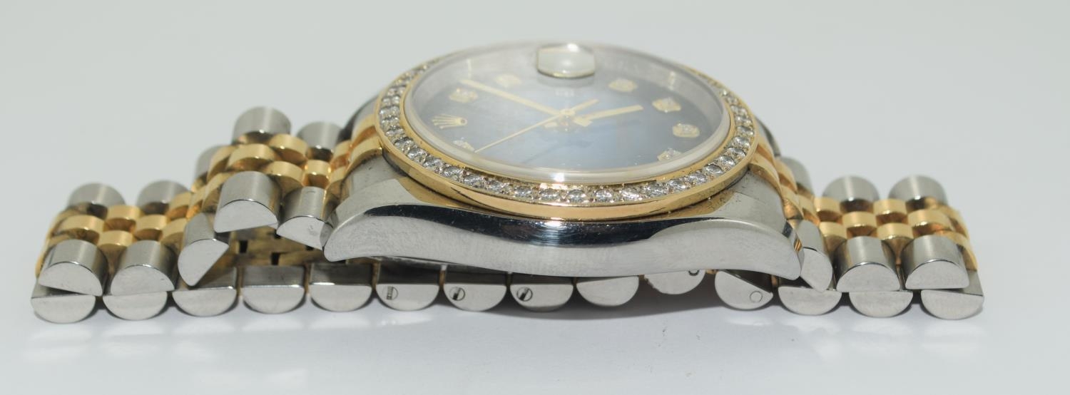 Rolex Oyster Perpetual Date Just, 2008 Bi metal strap with a later aftermarket Diamond Bezel ( - Image 5 of 13