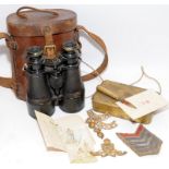 Pair of WW1 Colmont Paris MG binoculars in leather case named and dated 1917. Comes with a 1915