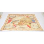 Rare colour lithograph printed on cotton kerchief or scarf. 'A souvenir of the great world war and