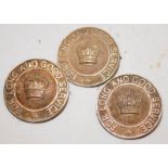 Three sterling silver Queens Crown For Long and Good Service badges (98)