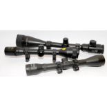 Three rifle scopes with fittings to include a Nikko Stirling Mountmaster, an ASI 4x40 Superscope and