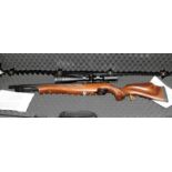 Air Arms S510 Carbine .22 caliber air rifle with fitted Hawke Vantage scope. Comes in hard carry