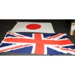 Two large flags, Union flag and Japanese flag. Union flag is the largest at approx 125cms x 270cms