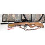 Weihrauch HW100 .177 calibre air rifle with fitted Hawke Sidewinder scope. Comes in a waterproof