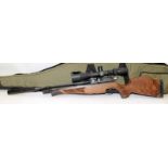 Air Arms S410F Carbine .22 calibre air rifle with fitted Optisan EVX scope. Comes in a heavy duty