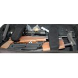 Air Arms S410 TDR .22 calibre air rifle with fitted AGS Mil-Dot scope. Comes in a soft rucksack