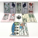 Mynde Ceramics screen printed & hand painted by John M Bass, inspired by Charles Rennie Mackintosh