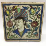 Persian Rare & hard to find 16/17th century large Kubachi stoneware tile approx 9.5" x 9.5"