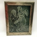 George Woolliscroft & Sons framed relief moulded tile depicting children playing musical instruments