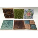 Qty of relief moulded tiles various manufacturers each tile 6" x 6" (6)