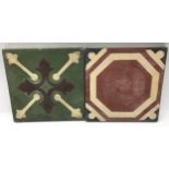 Durbello Belfast Cement Encaustic floor tile 8" x 8" c1920 together with one other (2)