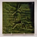 Marsden Tile Co relief moulded tile depicting windmill at Lewes c1910, 6" x 6"