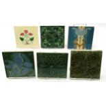 Qty of Art Nouveau tiles various manufacturers each tile 6" x 6" (6)