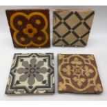 Qty of floor tiles to include examples by J C Edwards, W Godwin each tile approx 6" x 6" (4)