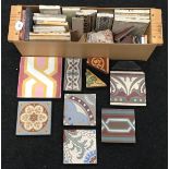 Large qty of early floor tiles various manufacturers (lot box)