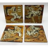 Mary Liebermann qty of tiles from the Dusty Prospector series on Pilkington's SA blanks c1970s