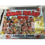 COMMODORE AMIGA 1200 PC. Here is a nice boxed Commodore Amiga Comic Relief pack.