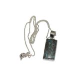 Turquoise 925 silver dog tag pendant.
