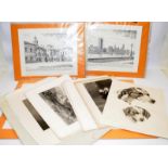 Small collection of vintage etchings including scenes of London landmarks