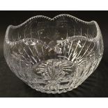 Heavy decorative cut glass fruit bowl marked to base "House of Igor Carl Faberge 85 FM" 24cm