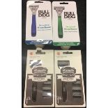 2 x Bull Dog Razors and 2 x Wilkinson Sword Quattro Vintage razors (12).