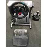 A Complete gaming steering wheel, seat, gear change etc. (H41)