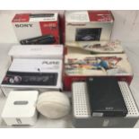 A carton of quality electrical items to include Sonos Connect, Sony car cd player, Pure digital