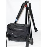 Quality Manfrotto 055 camera tripod c/w a calumet DSLR gadget bag (30/31)