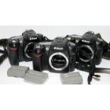 3 x Nikon D90 DSLR camera bodies c/w batteries. No chargers so being sold untested (32/35)
