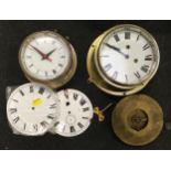 2 brass mechanical baulkhead clocks and spares (120).
