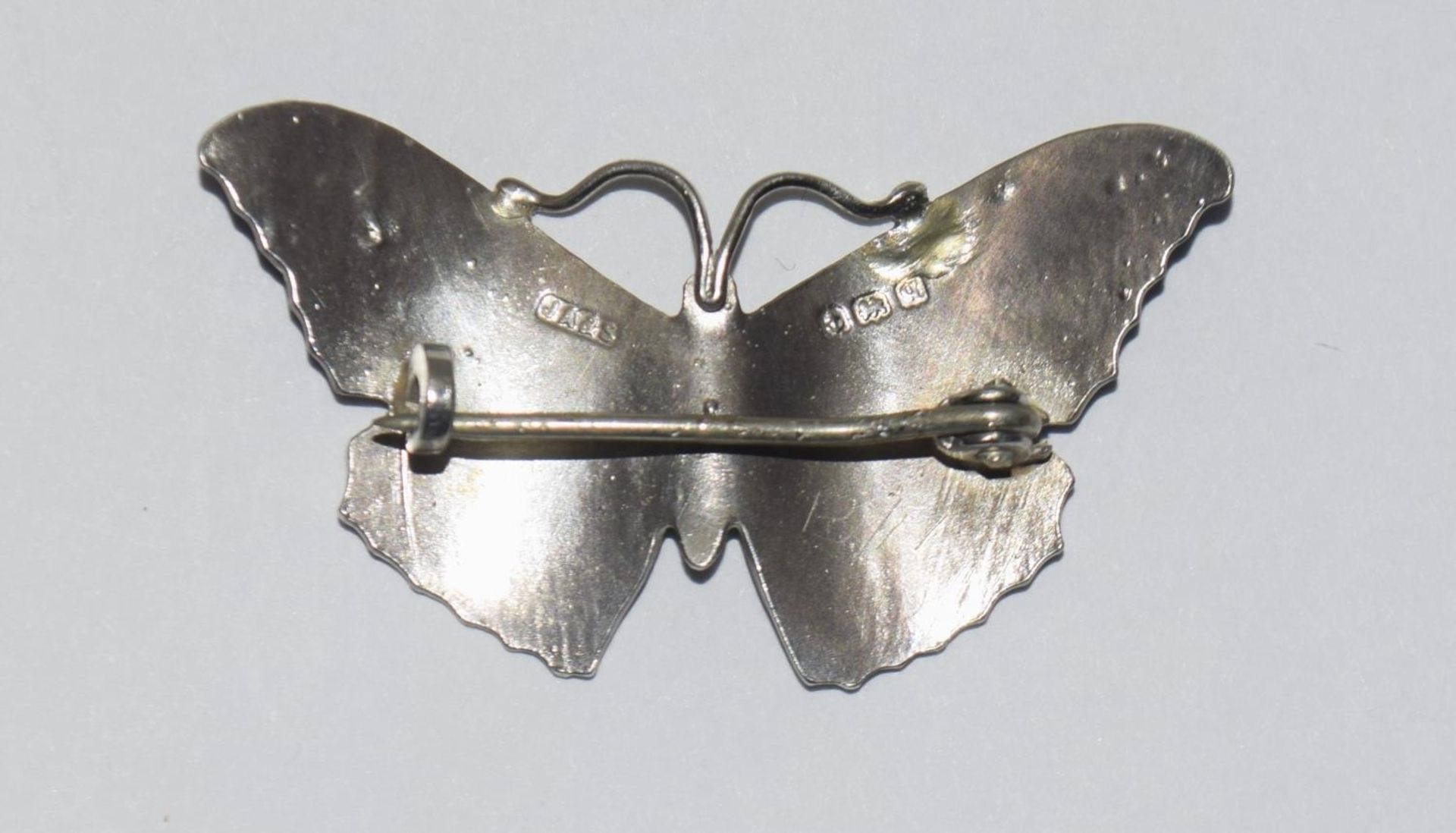 JA & S Art Deco silver and enamel butterfly brooch, Birmingham 1915, boxed. - Image 3 of 5