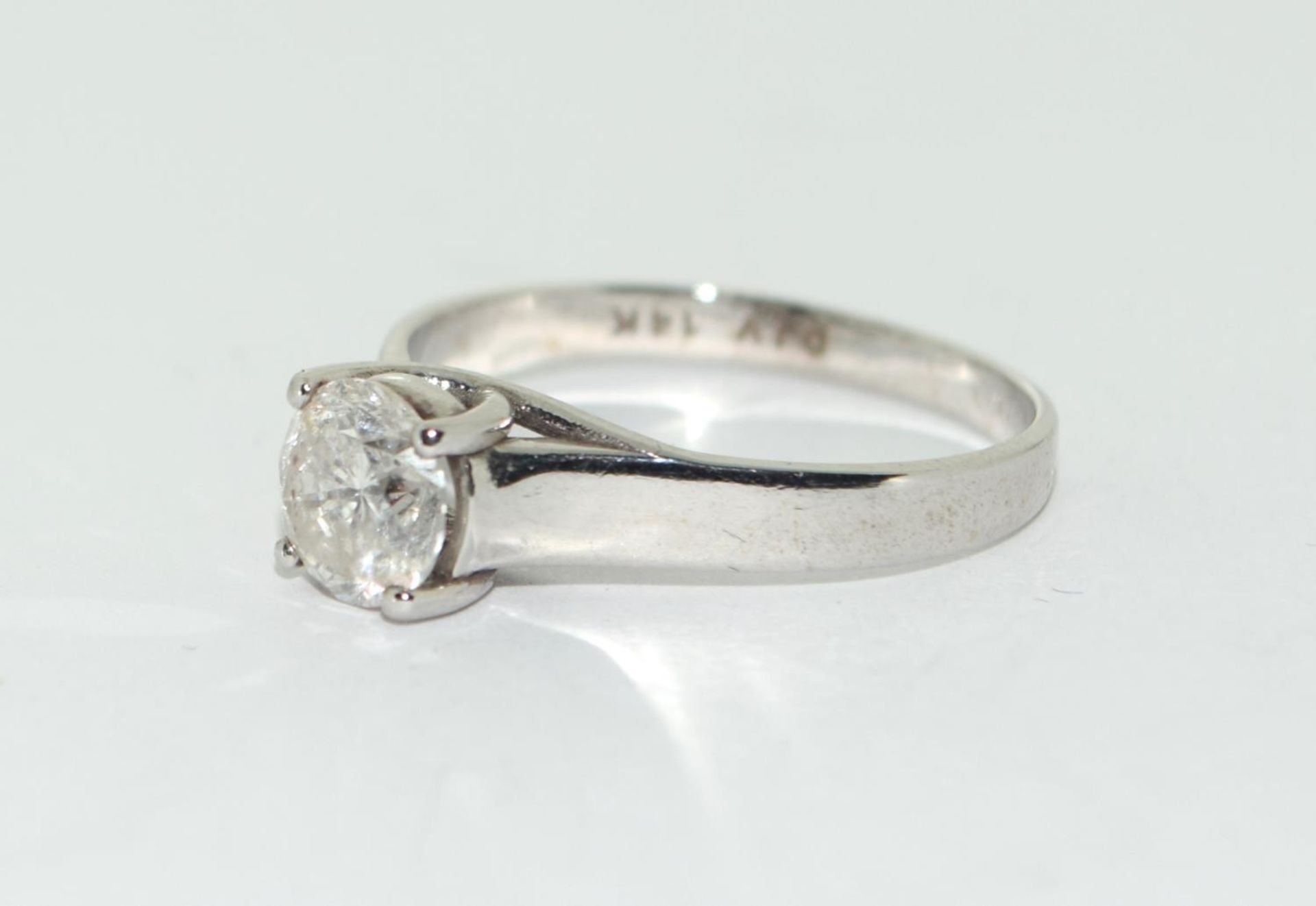 14ct white gold ladies diamond solitaire ring approx 1ct size M - Image 4 of 5