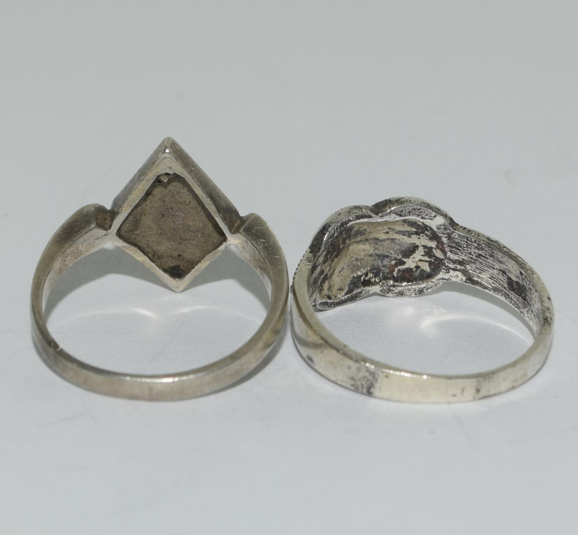 Two silver marcasite Art Deco rings. - Image 3 of 3