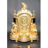 Superb antique Ormolu striking mantel clock with champleve enamel decoration. Approx 41cms tall.