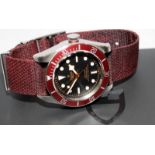 Tudor Black Bay submariner, black dial red bezel and canvas strap, model ref 79230R full set 2021