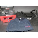 Citizen Eco-Drive promotional items to include a tote bag, an Eco-Drive Red Arrows polo shirt size L