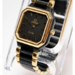 Omega De Ville ladies quartz watch. Black enamel and gp bracelet. Battery fitted and working fine.