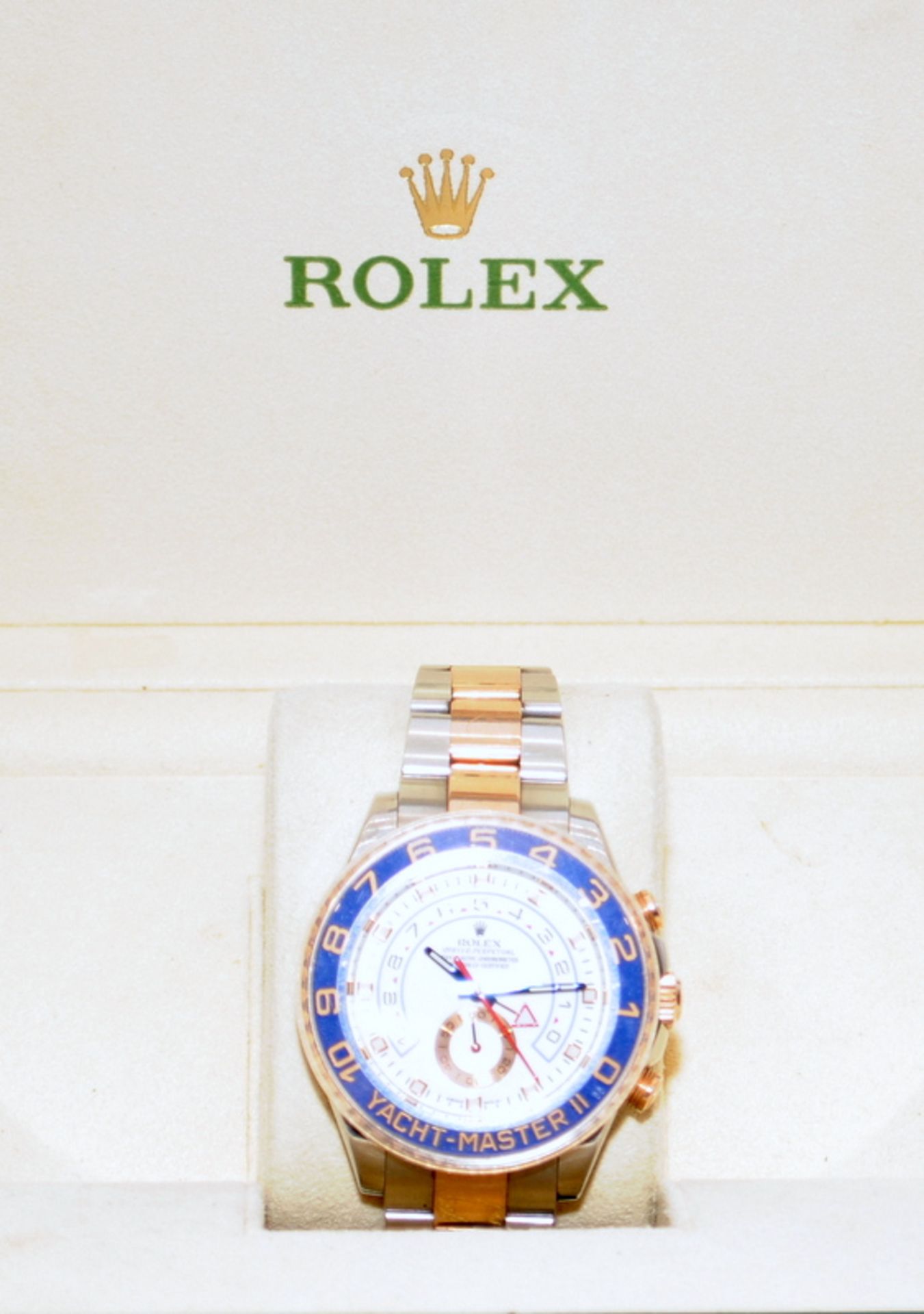 LATE ENTRY: Rolex Yachtmaster II gents watch, Bi Metal, Model:116681, 2015, complete with cards, - Image 8 of 9