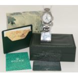 Rolex Explorer model 16570, white dial, stainless steel bracelet, 1994 Boxed with service papers. (