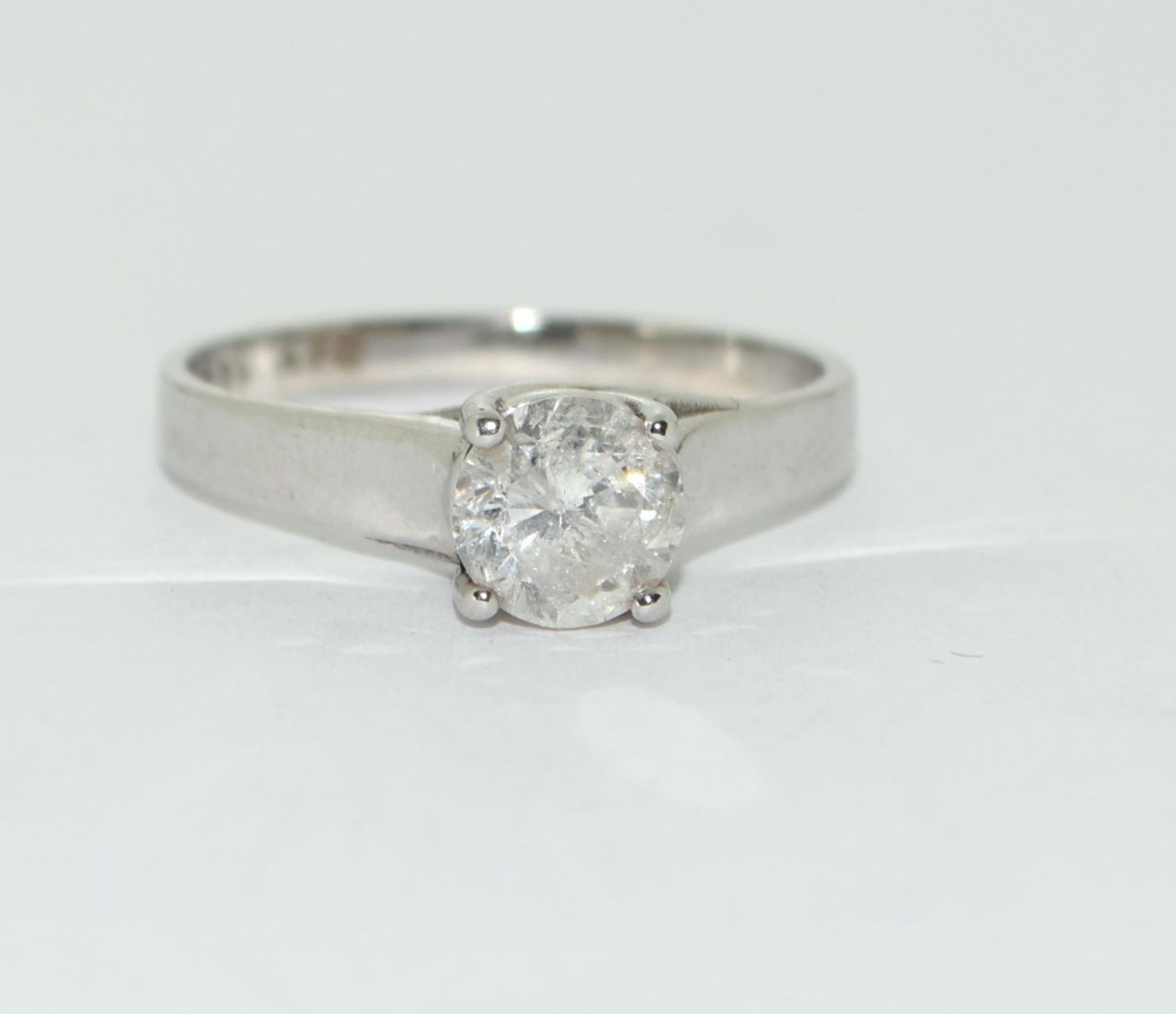 14ct white gold ladies diamond solitaire ring approx 1ct size M - Image 5 of 5