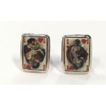 Pair of Silver and Enamel panelled cuff links.