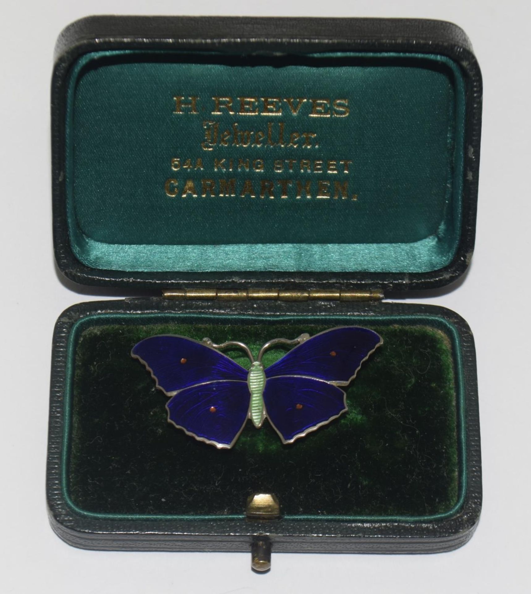 JA & S Art Deco silver and enamel butterfly brooch, Birmingham 1915, boxed. - Image 5 of 5